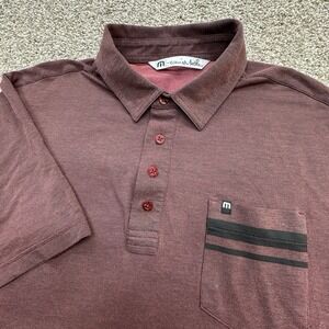 Travis Mathew Polo Men's Large Burgundy Golf Performance Stretch Heathered‎